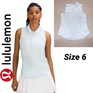 Lululemon size 6 Quick-Dry Sleeveless Polo Shirt curved hem for golf tennis